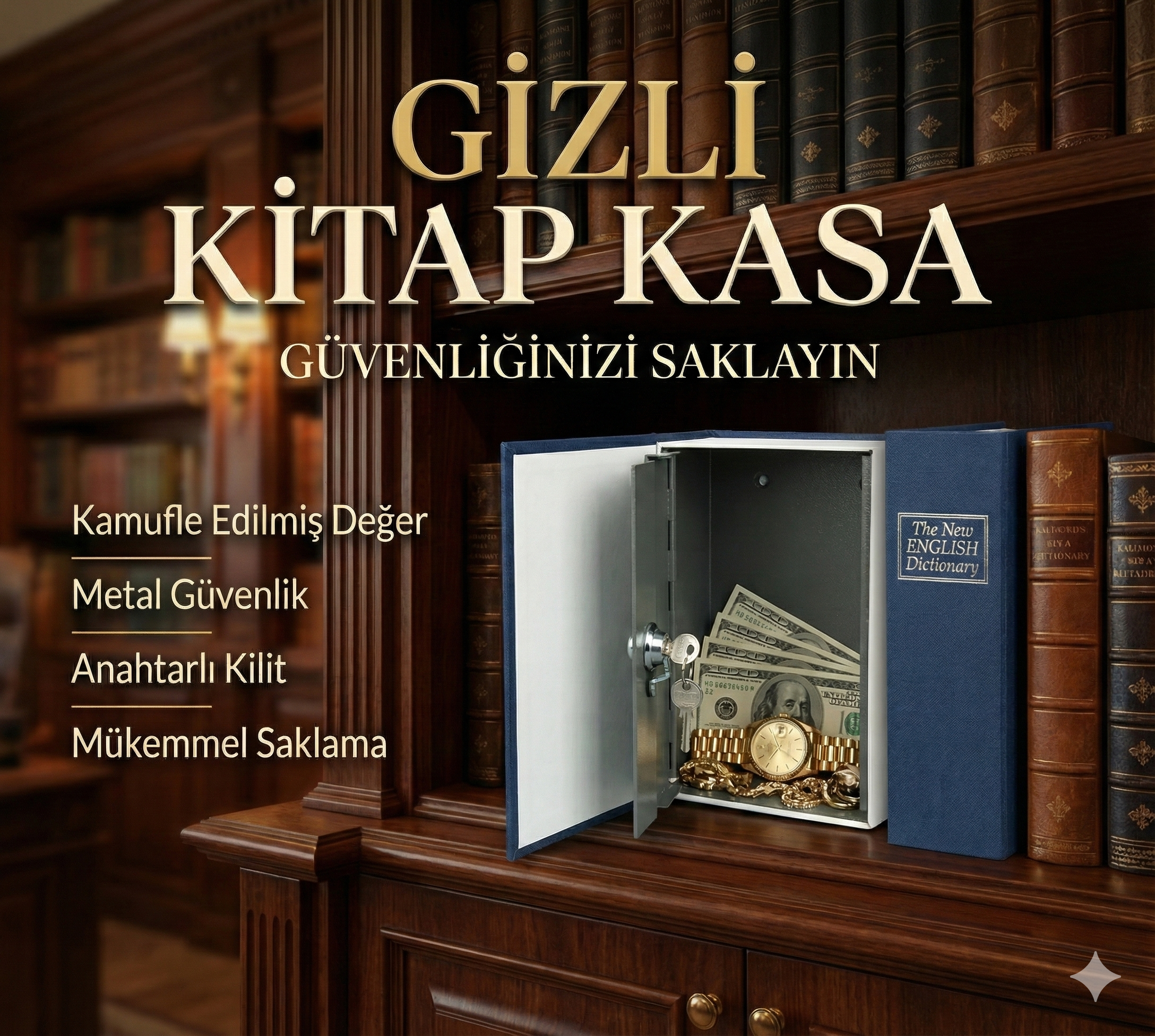 Kitap Görünümlü Gizli Kasa